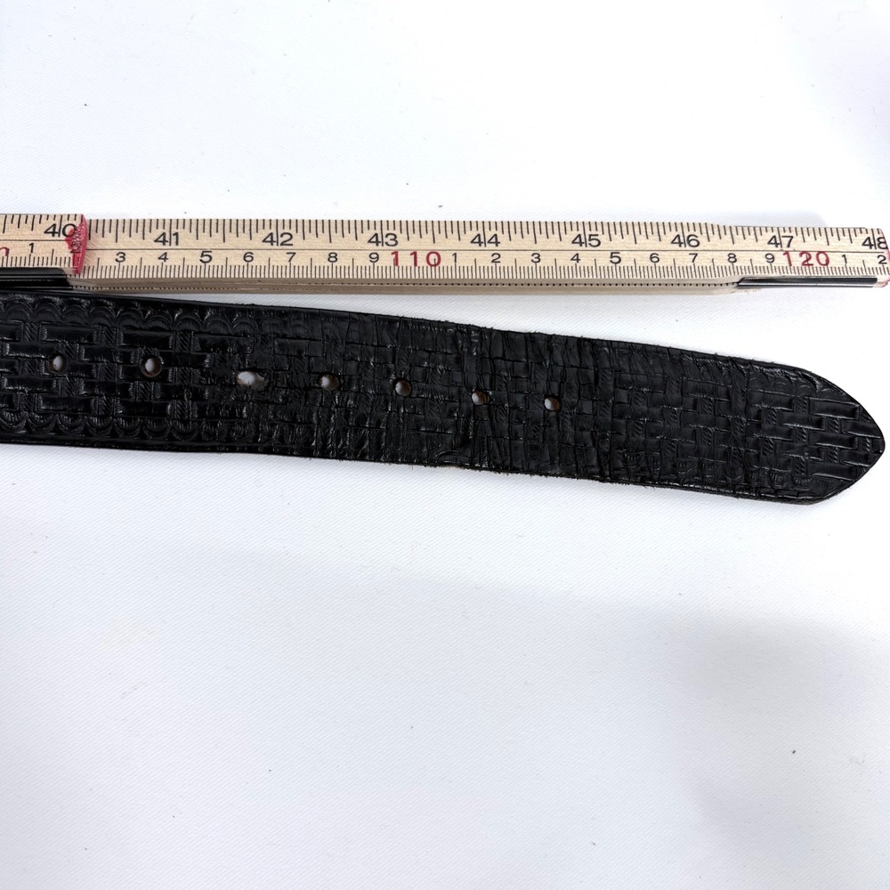 Vogel of Texas Belt Black Basketweave‎ Leather Western Floral Buckle Men Sz 42 - Picture 7 of 7